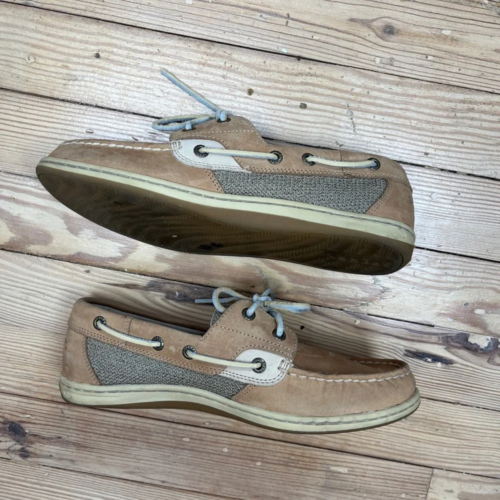 Sperry Top-Sider Womens Tan Leather Mesh Boat Shoes STS95589 Size 8.5 S casual